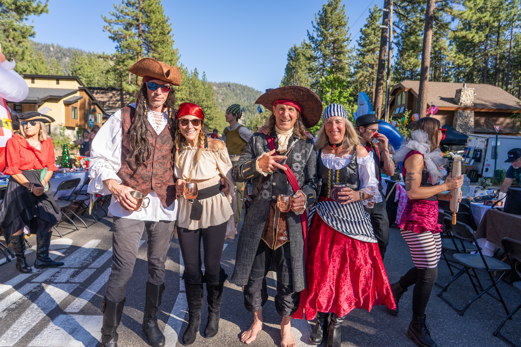 Pirate-themed table group in full costume